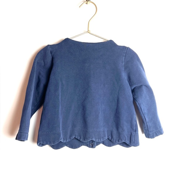 Jacadi Navy Girls Scalloped Cardigan 3 - Picture 4 of 7